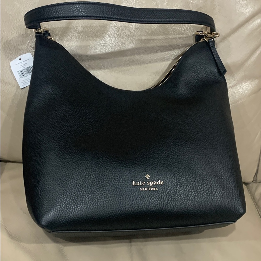 Kate Spade Zippy Black Pebbled Leather Hobo Large bag. - Picture 3 of 14